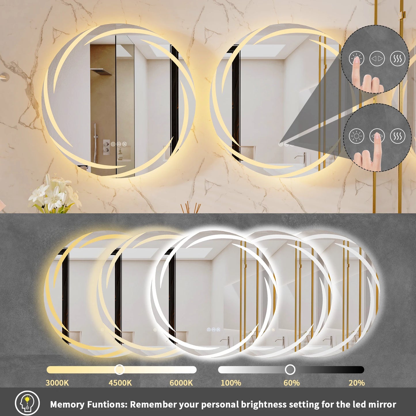 Anti-Fog LED Mirror